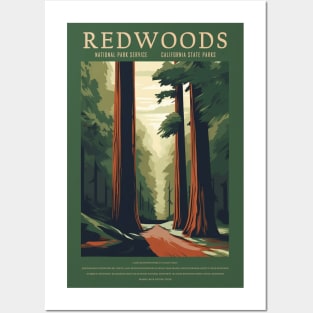 Redwoods National Park Vintage Travel Poster Posters and Art